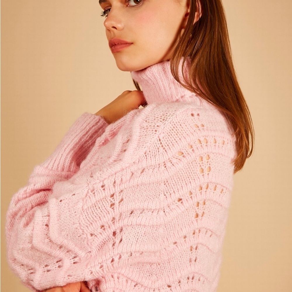 FRNCH NATEA SWEATER Turtleneck Cable Knit New With Tags Soft Comfy Feminine